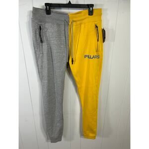 Pillars Women's Half/Half Gray Yellow Sweatpants Joggers in Size 2XL. NWT